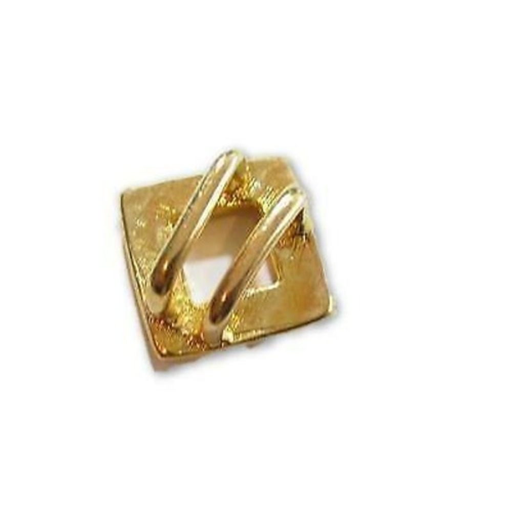 Vintage 14K Yellow Gold Plated Square Diamond 10mm Stone Choker Slide Pendant - Picture 2 of 4